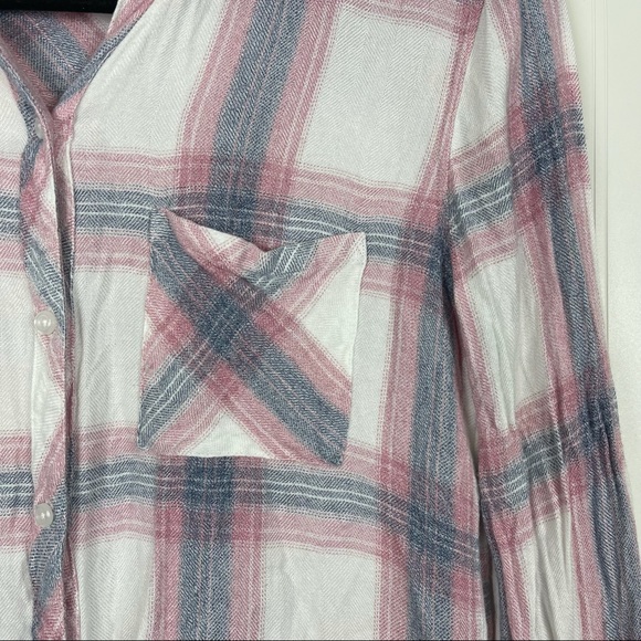 RAILS Hunter Button Down Flannel Shirt White & Peony - Picture 7 of 7